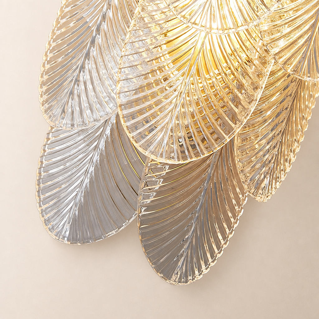 Clear Glass and Brass Wall Sconce