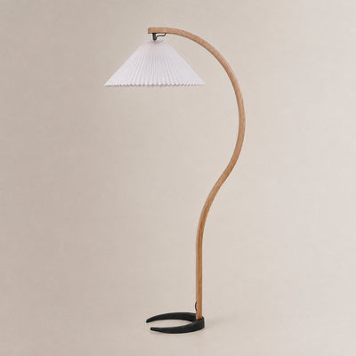 Tricolordeer Beech Wood and Linen Floor Lamp