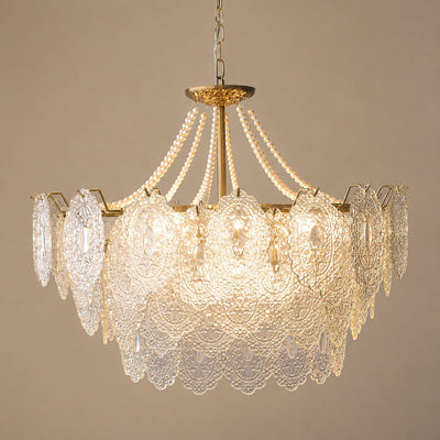 Gold Glass Drop Chandelier