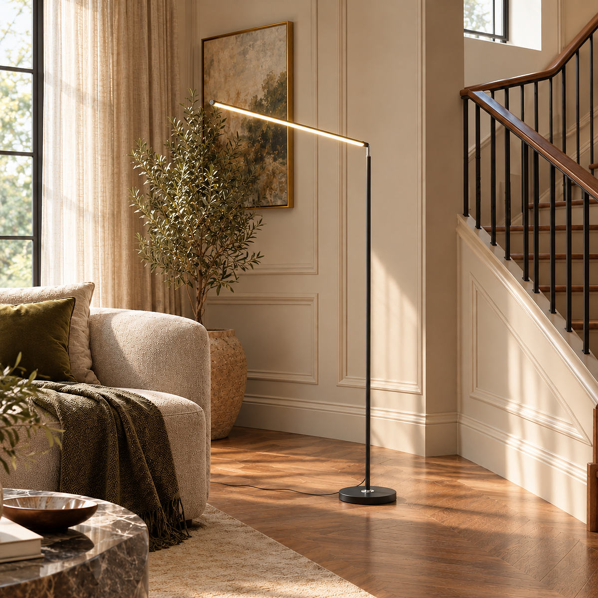 Linear Minimalist LED Reading Floor Lamp