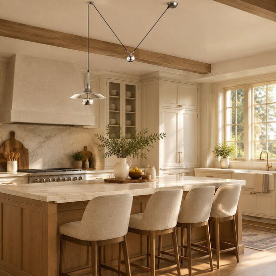 Adjustable Metal Counterweight Pendant Light for Dining Room & Living Room