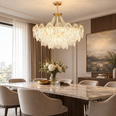 Gold Glass Drop Chandelier