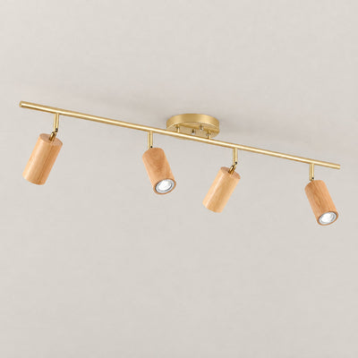 Tricolordeer Gold Brass Ceiling Light: Walnut Wood, 1–4 Heads