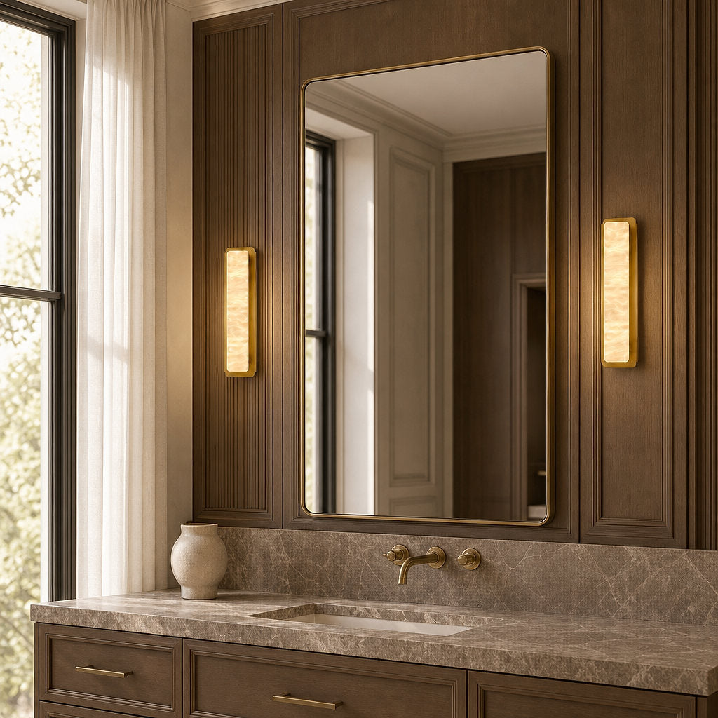 Tricolordeer Rectangular Brass Alabaster Sconces (Set of 2)
