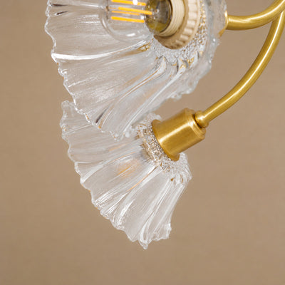 Sculptural Petal Glass Brass Chandelier