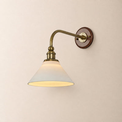 Ardent Arm Wall Lamp, 9.1-Inch x H 13.4-Inch, Gold & White Ceramics for Living Room