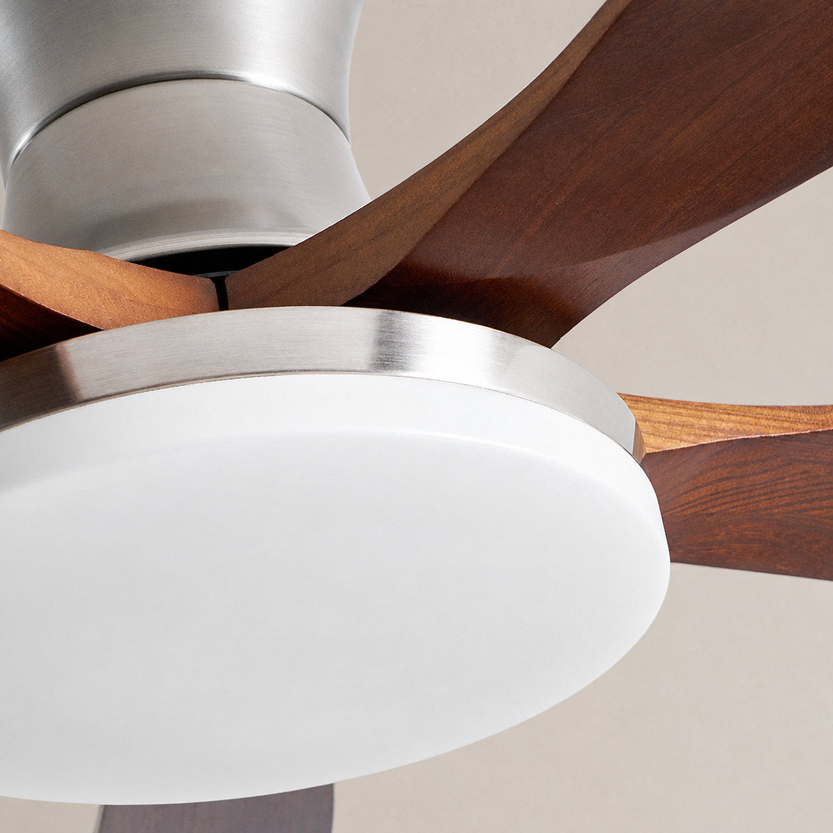 Liam Ceiling Fan Light, 42~52-Inch x H 11-Inch, Bronze & Walnut Wood, Three-Color Light for Living Room