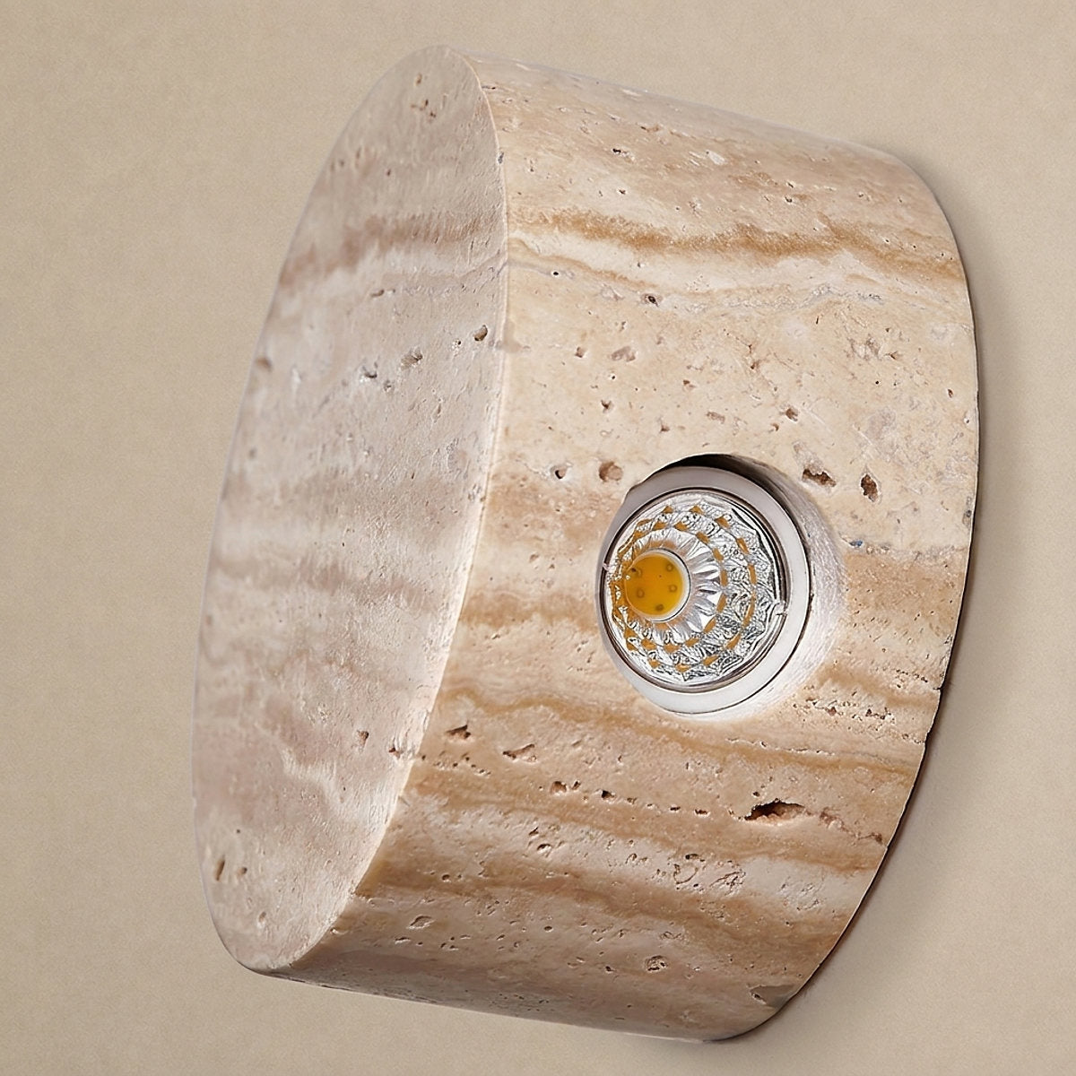 Caelan Travertine Wall Lamp, 3.9-Inch x H 3.9-Inch, Yellow Travertine for Living Room & Dining Room