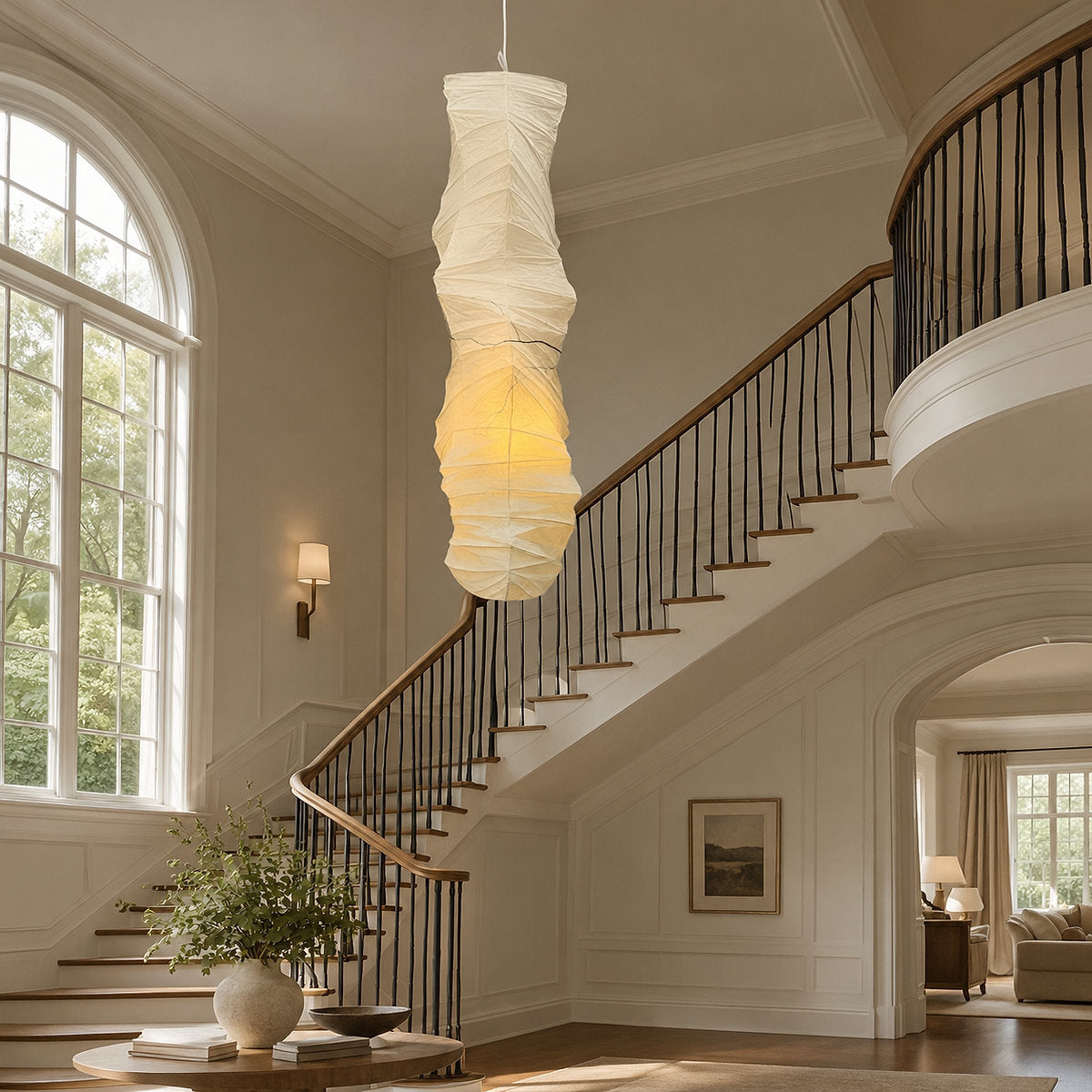 Pleated 33N Tall Column Pendant Light