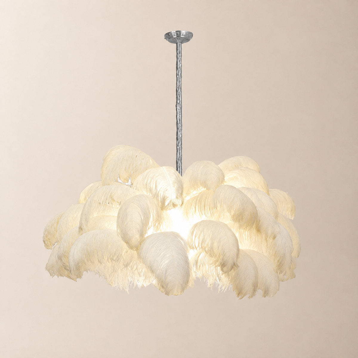 Tricolordeer Layered Plume Brass Chandelier