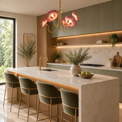 Tricolordeer Frosted Glass Gold Chandelier
