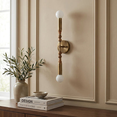 Toam Wall Lamp, 5.9-Inch, Antique Brass & Green Marble for Living Room