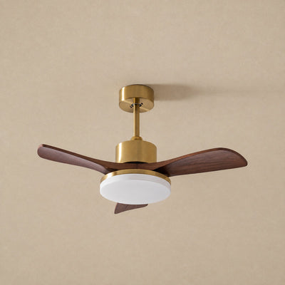 Aurevo Ceiling Fan Light, 36~52-Inch x H 15.7-Inch, Walnut Wood & Gold, Three-Color Light for Living Room