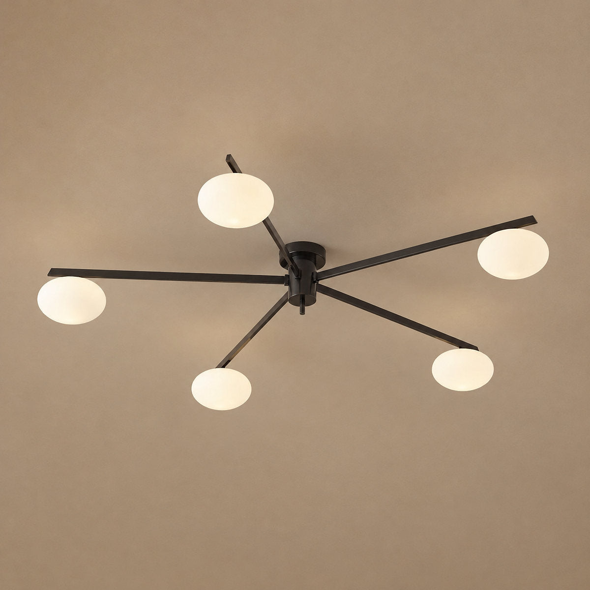 Low-Profile Multi-Arm Oval Glass Ceiling Lamp