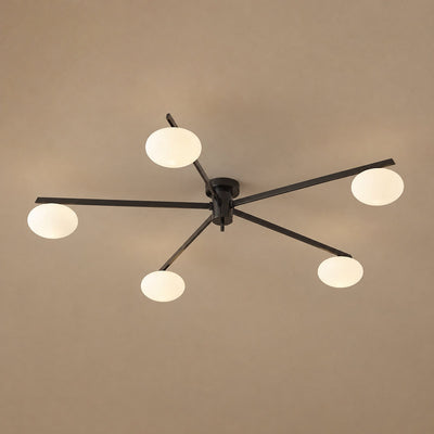 Low-Profile Multi-Arm Oval Glass Ceiling Lamp