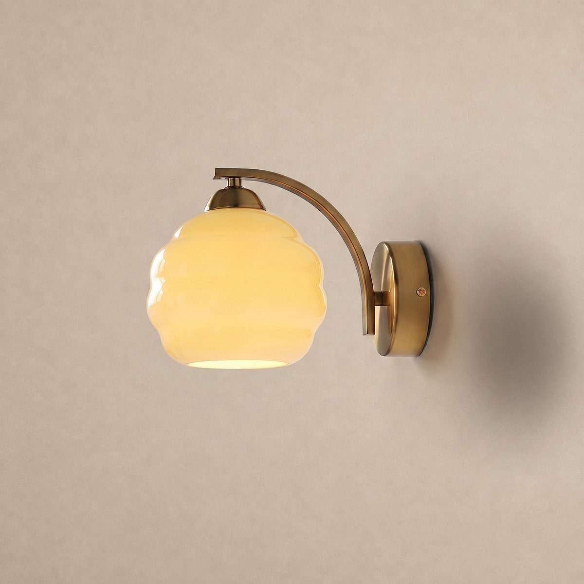 Art Deco Plug-in Wall Lamp, 5.9-Inch x H 6.3-Inch, Gold+Beige, US Plug for Bedroom & Living Room
