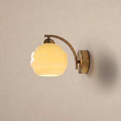 Art Deco Plug-in Wall Lamp, 5.9-Inch x H 6.3-Inch, Gold+Beige, US Plug for Bedroom & Living Room