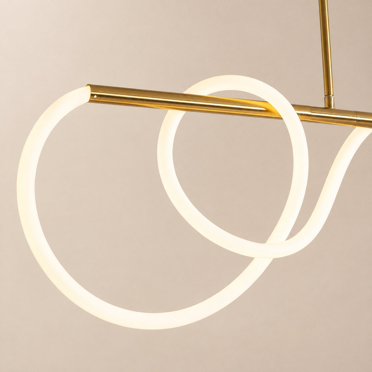 Sculptural Curved Linear and Round LED Chandelier
