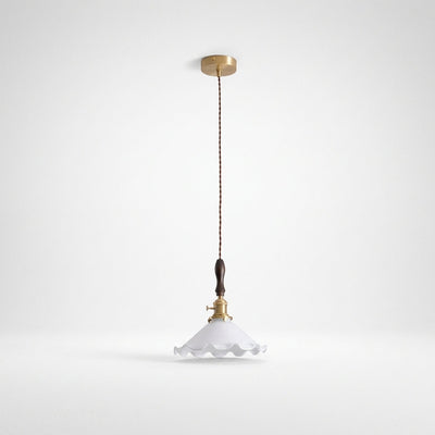 Modern Walnut and Brass Pendant Light