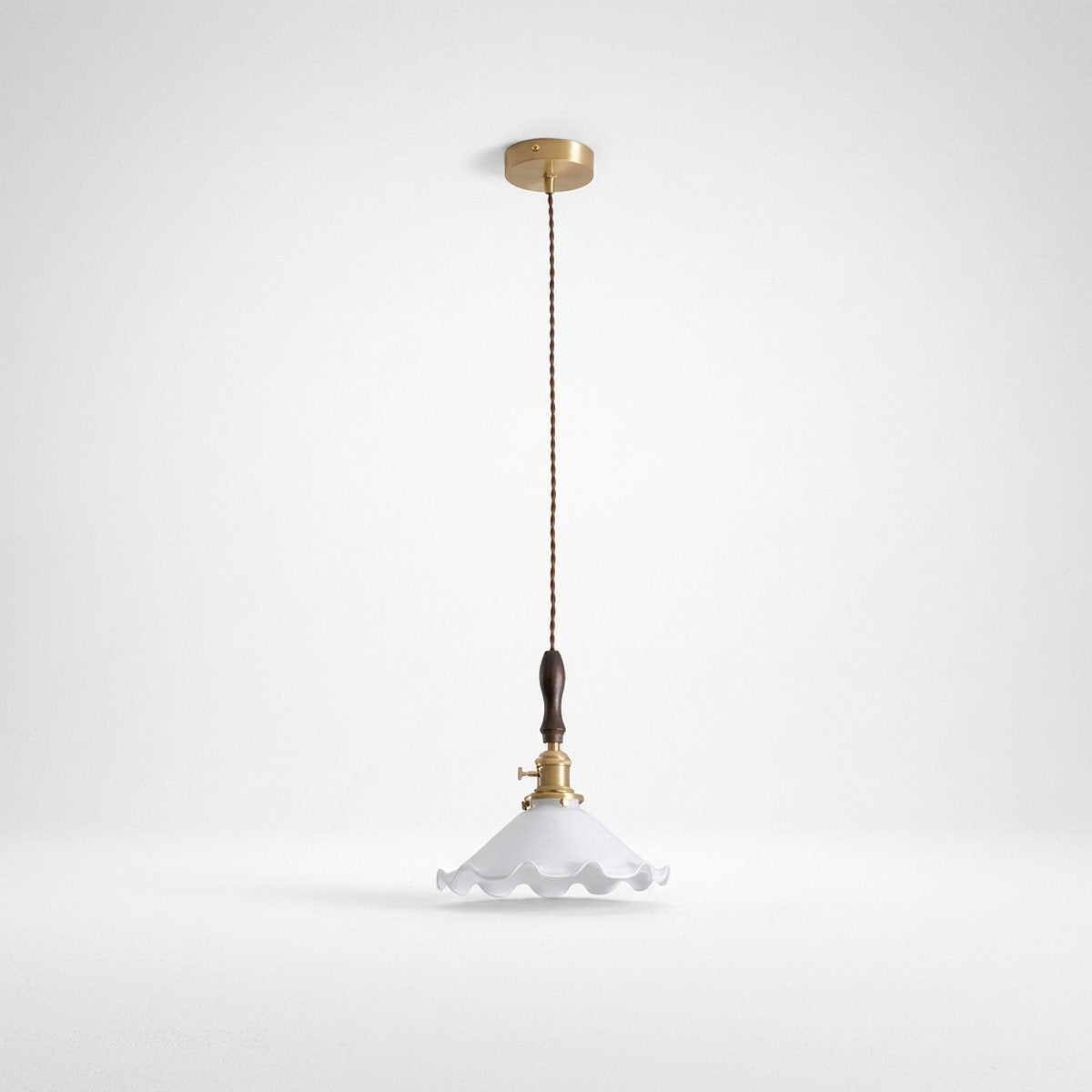 Modern Walnut and Brass Pendant Light