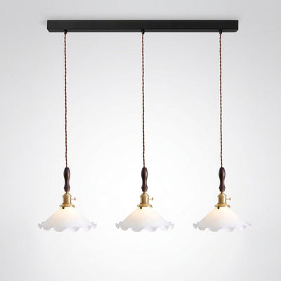 Modern Walnut and Brass Pendant Light