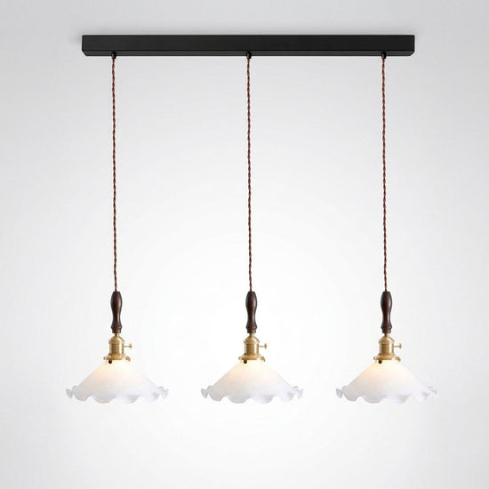 Modern Walnut and Brass Pendant Light