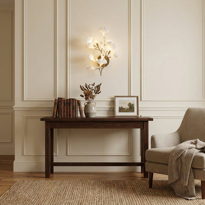 Gingko Wall Lamp, 13.8~15.7-Inch x H 19.7~23.6-Inch, Gold & White for Living Room