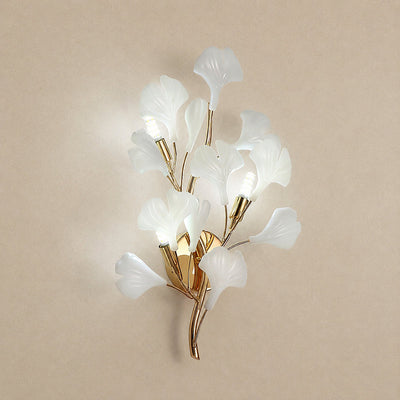 Gingko Wall Lamp, 13.8~15.7-Inch x H 19.7~23.6-Inch, Gold & White for Living Room