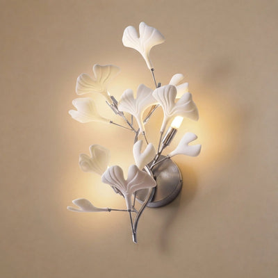 Gingko Wall Lamp, 13.8~15.7-Inch x H 19.7~23.6-Inch, Gold & White for Living Room