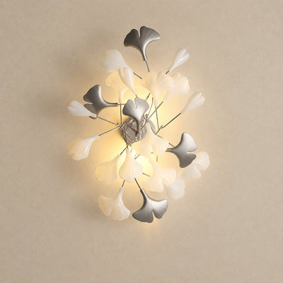 Gingko Wall Lamp, 13.8~15.7-Inch x H 19.7~23.6-Inch, Gold & White for Living Room