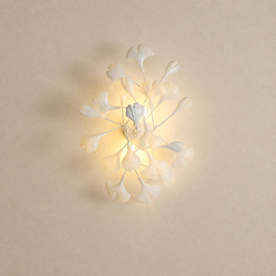 Gingko Wall Lamp, 13.8~15.7-Inch x H 19.7~23.6-Inch, Gold & White for Living Room