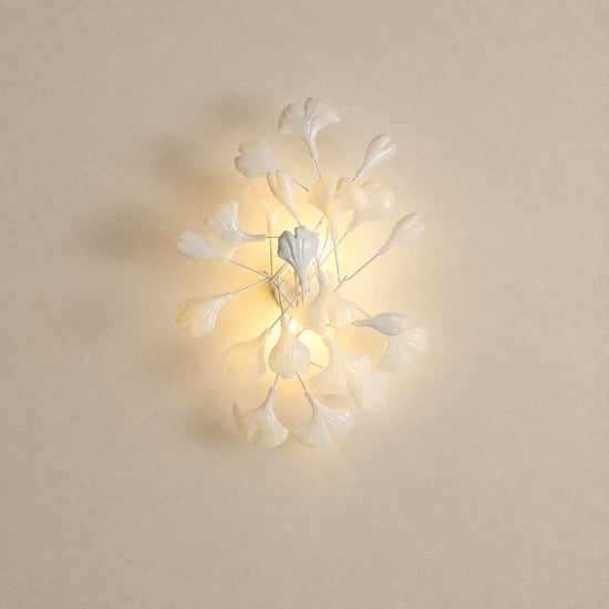Gingko Wall Lamp, 13.8~15.7-Inch x H 19.7~23.6-Inch, Gold & White for Living Room
