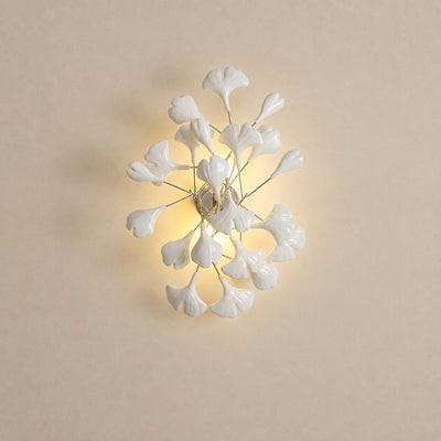 Gingko Wall Lamp, 13.8~15.7-Inch x H 19.7~23.6-Inch, Gold & White for Living Room