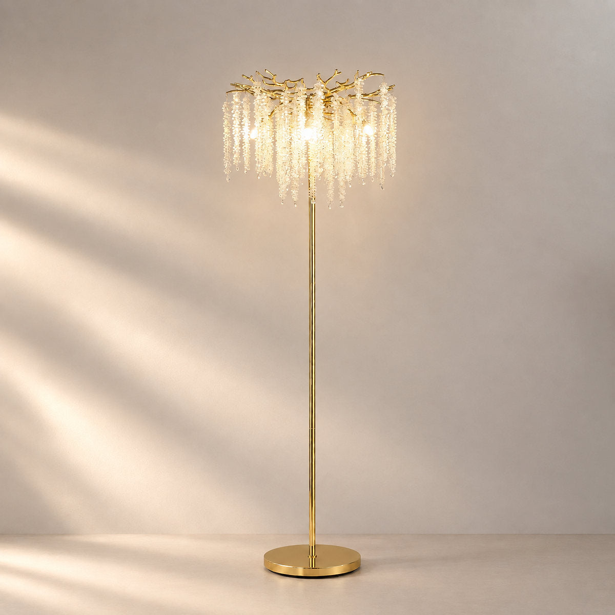 Tricolordeer Gold K9 Crystal Floor Standing Chandelier