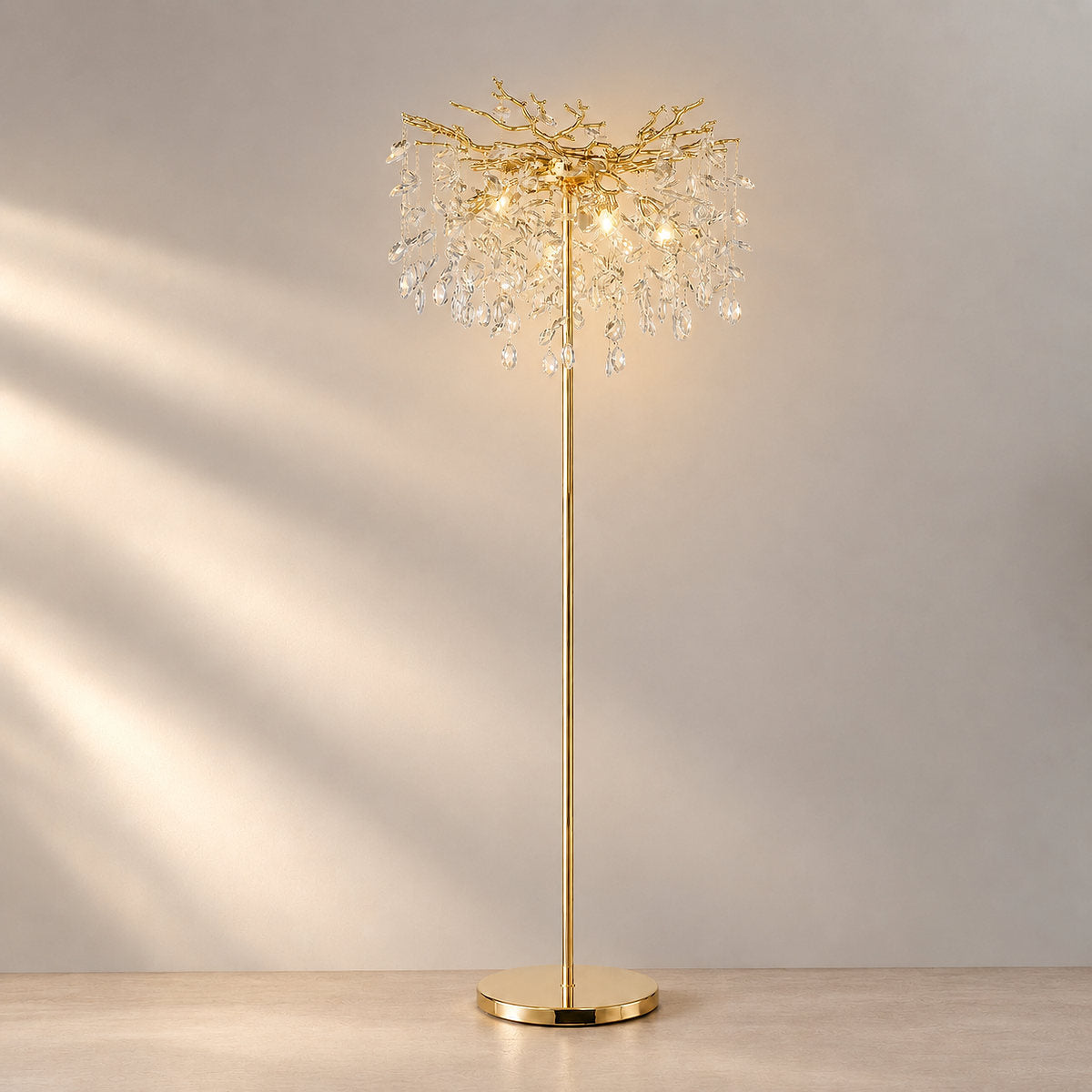 Tricolordeer Gold K9 Crystal Sculptural Floor Light