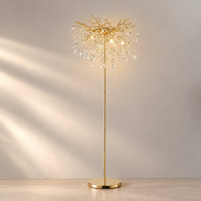 Tricolordeer Gold K9 Crystal Sculptural Floor Light