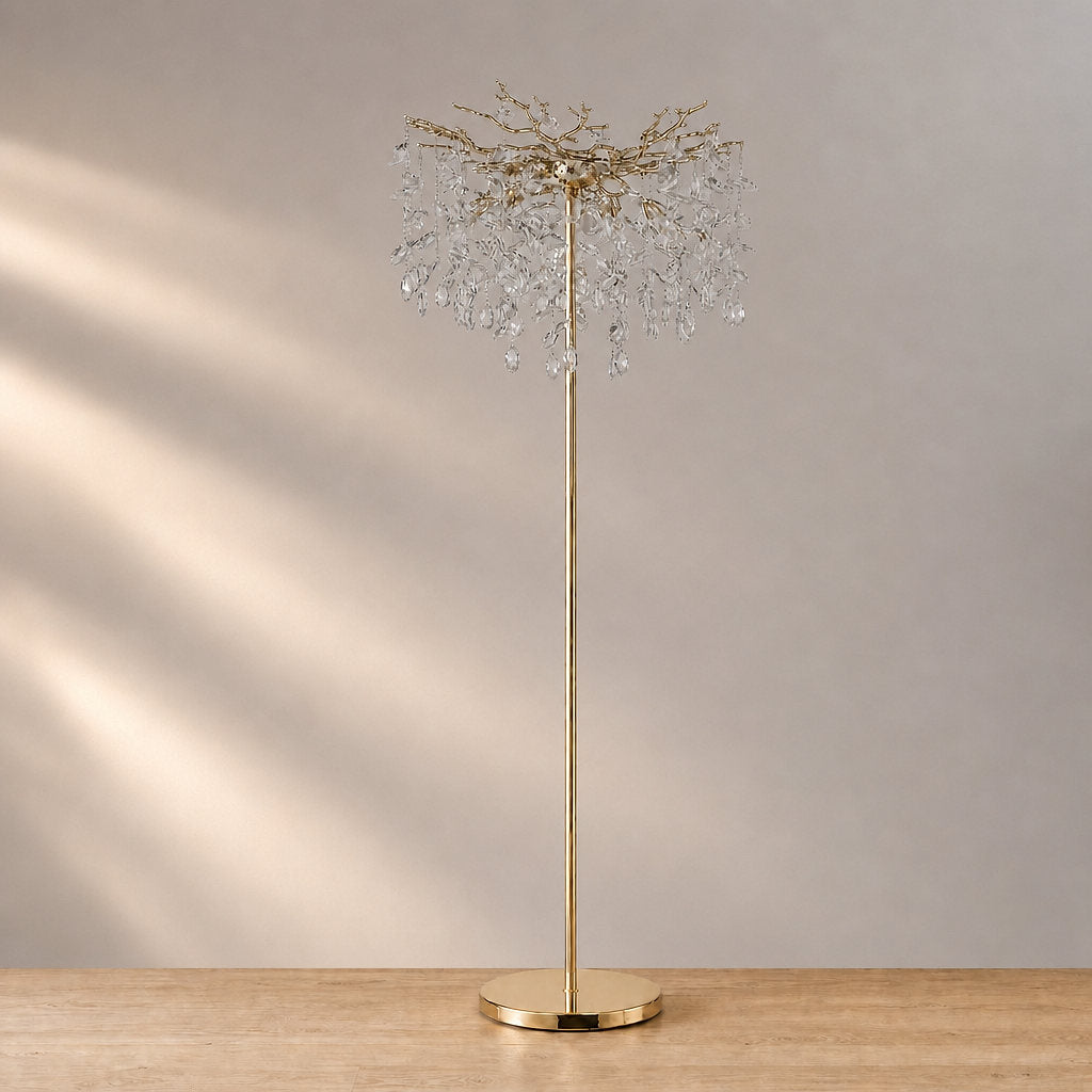 Tricolordeer Gold K9 Crystal Sculptural Floor Light