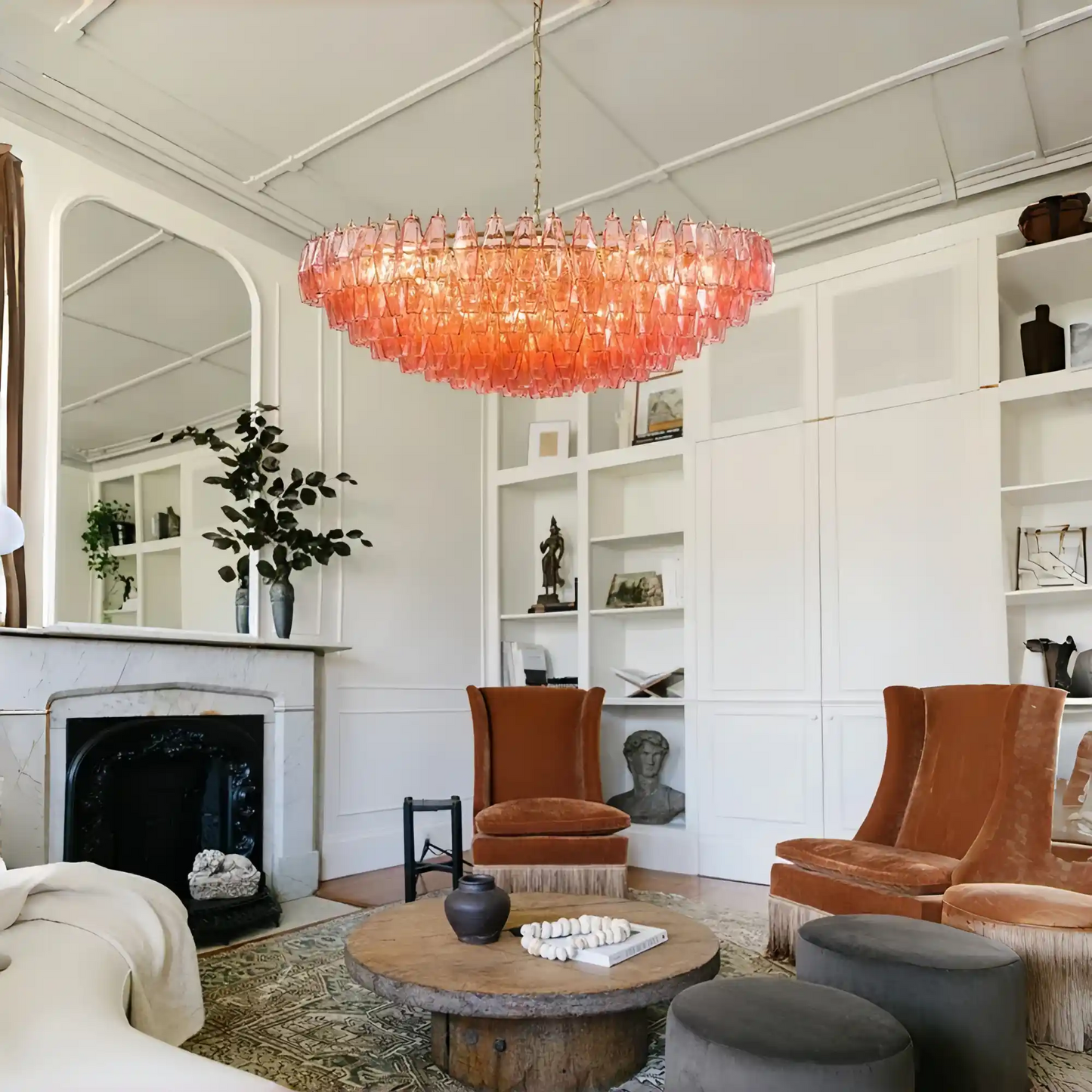 Cyra Hand Blown Tier Glass Large Murano Chandelier