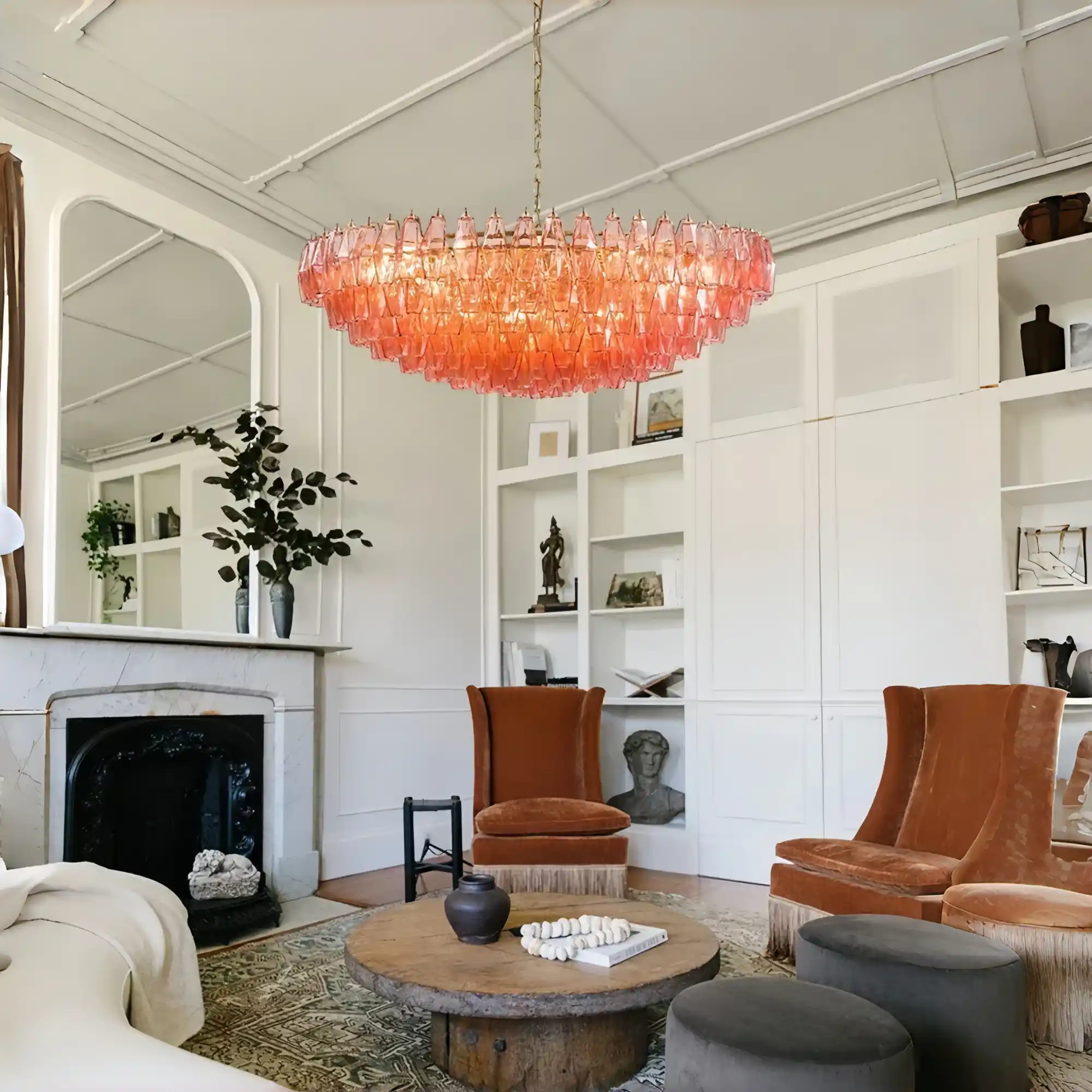 Cyra Hand Blown Tier Glass Large Murano Chandelier