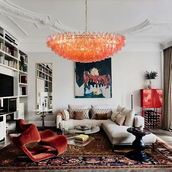 Cyra Hand Blown Tier Glass Large Murano Chandelier