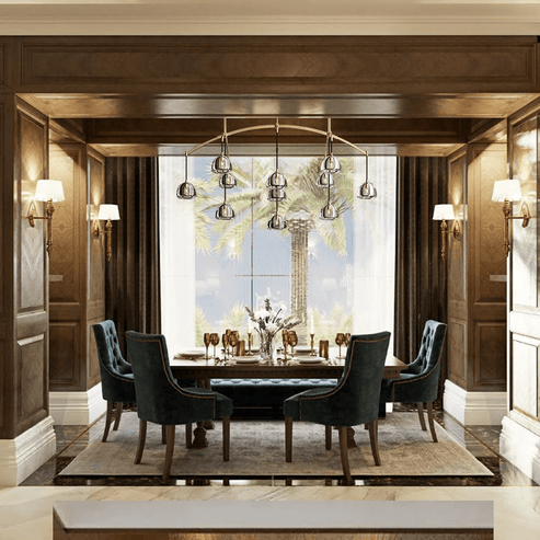 Hemispheae Modern Glass Linear Chandelier