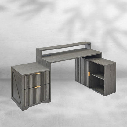 Modern 67" L-Shaped Desk with Storage & Power Outlets