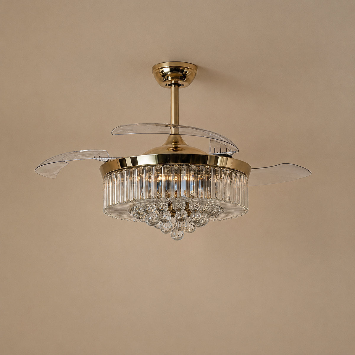 Invisible-Blade Crystal Chandelier Ceiling Fan