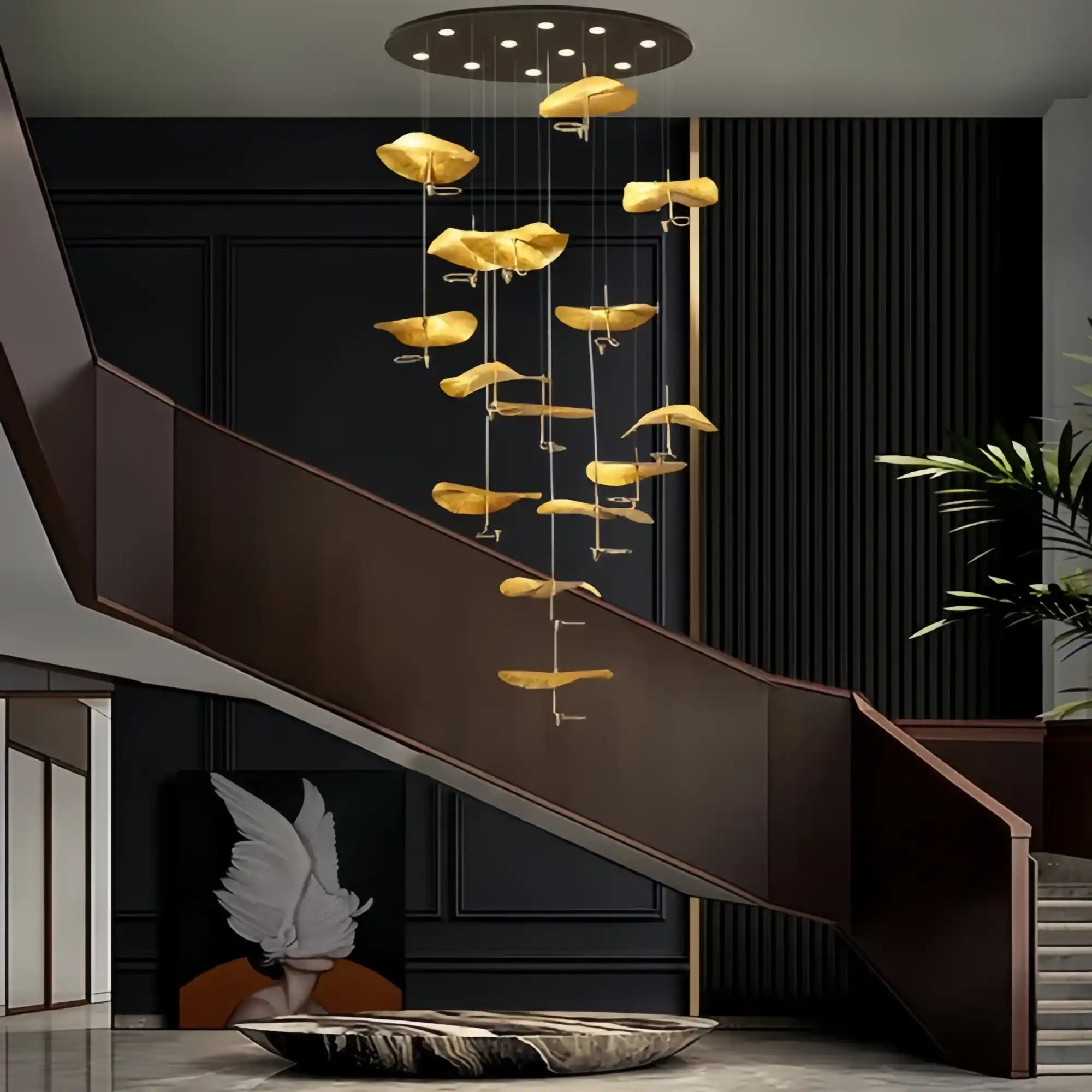 Jenissa Vintage Crystal Staircase Chandelier High Ceiling Luxury Lighting
