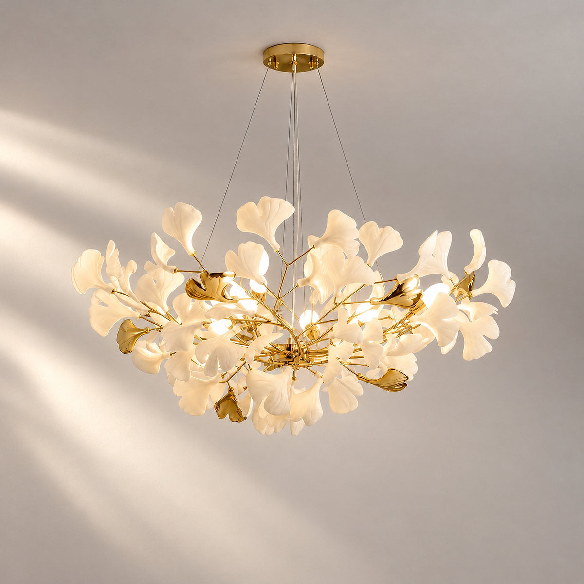 Linear Ginkgo Chandelier – Ceramic-Like Matte Finish