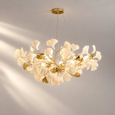 Linear Ginkgo Chandelier – Ceramic-Like Matte Finish
