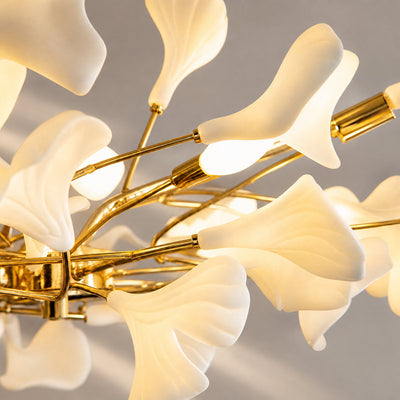 Linear Ginkgo Chandelier – Ceramic-Like Matte Finish