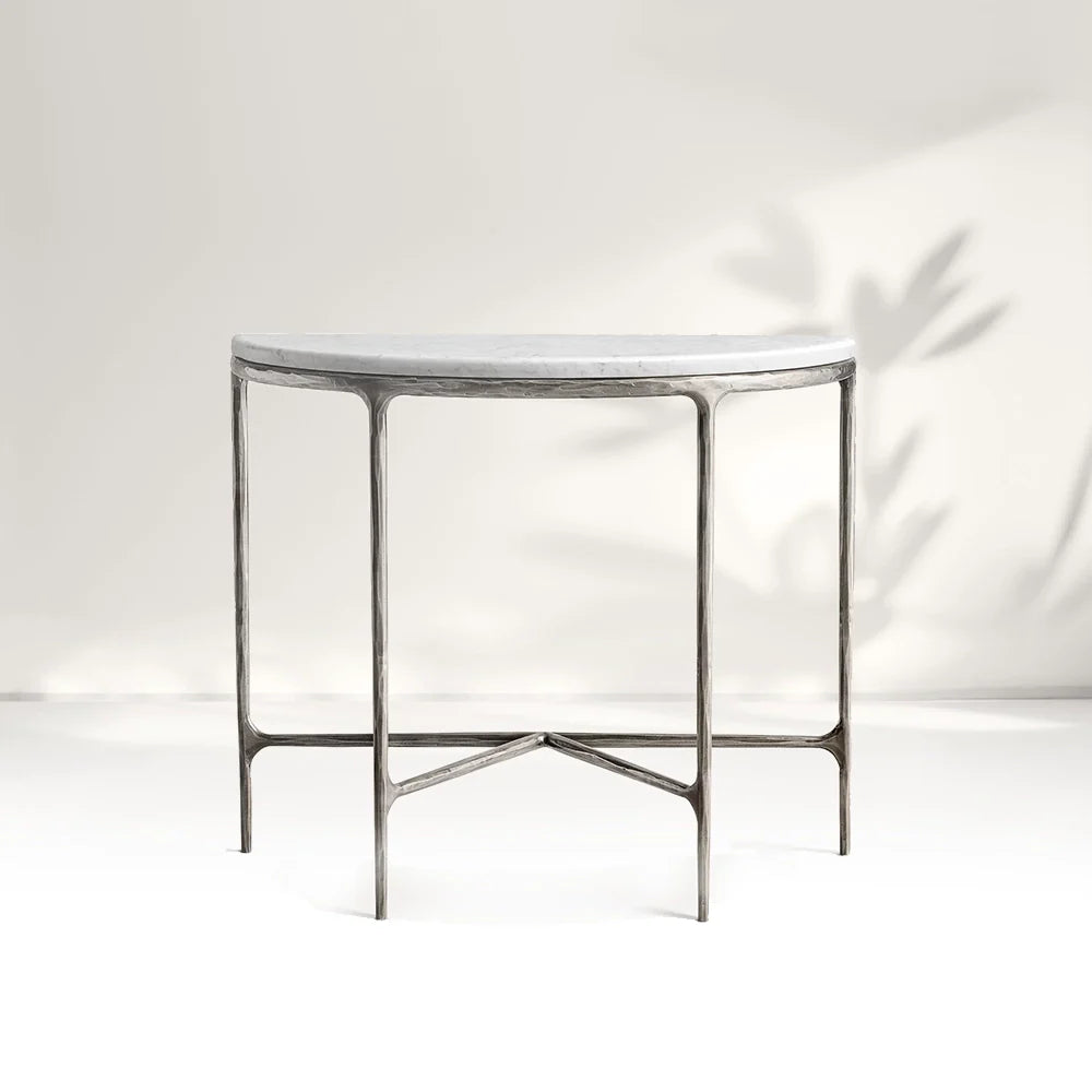 Giacometti Marble Demilune Console Table