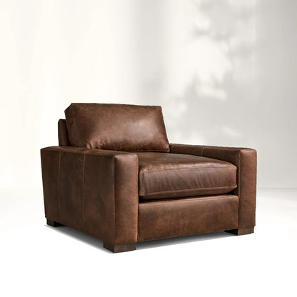 Mavica Leather Armchair Ottoman