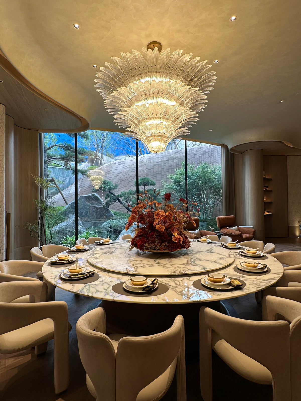 Flower Blossom Art Glass Chandelier for Living Room/Bedroom